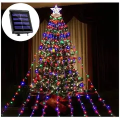 GENERICO - Guirnalda Estrella Navidad Luz Solar Cascada Multicolor 25Mts