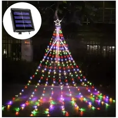 GENERICO - Árbol Navidad Guirnalda Estrella Luz Solar Cascada Multicolor 25Mts