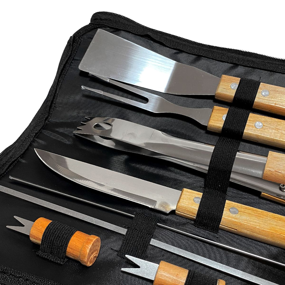 KAWI - Pack Set Asado Parrilla 10 Uds con 2 Garras De Oso Inox Kawi®