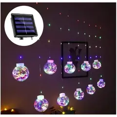 GENERICO - Guirnalda Solar 3 metros Cortina Led Luces 10 Bolas MULTICOLOR