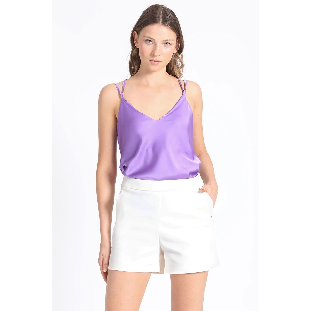 LIOLA - Short Gabardina Falla Crudo Liola