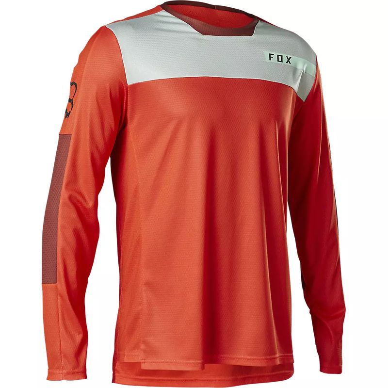 FOX - Polera Bicicleta Defend Moth Manga Larga Rojo Fox FOX