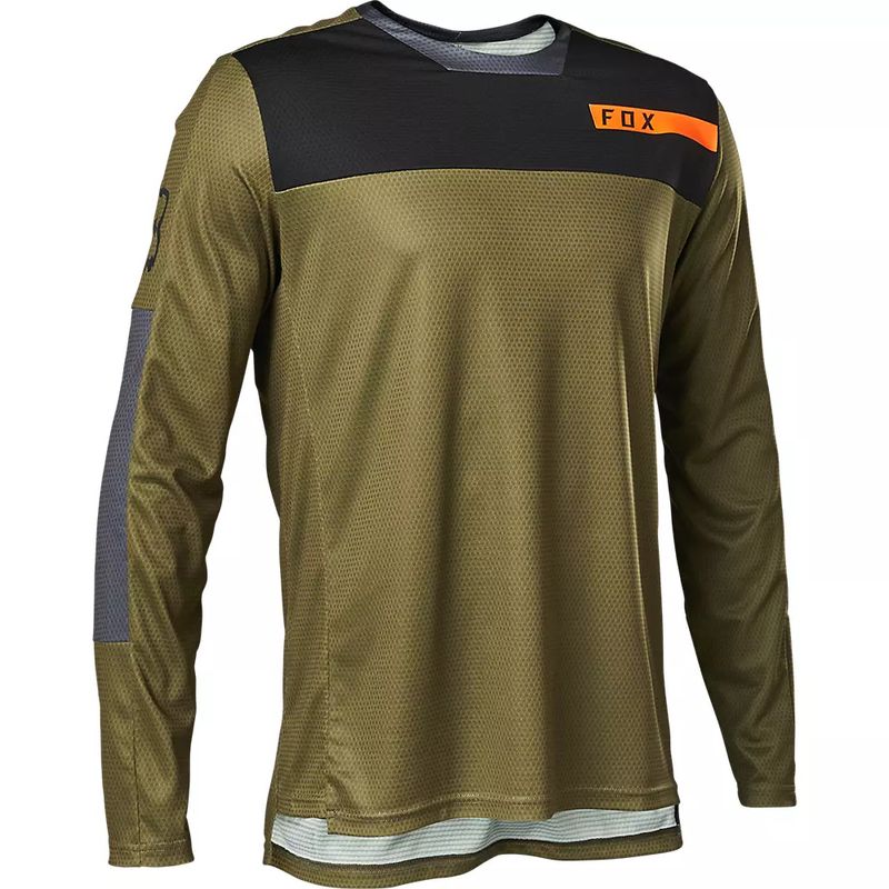 FOX - Polera Bicicleta Defend Moth Manga Larga Verde Fox FOX