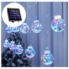 GENERICO - PACK x2 Guirnalda Solar 3 metros Cortina Led Luces 10 Bolas MULTICOLOR