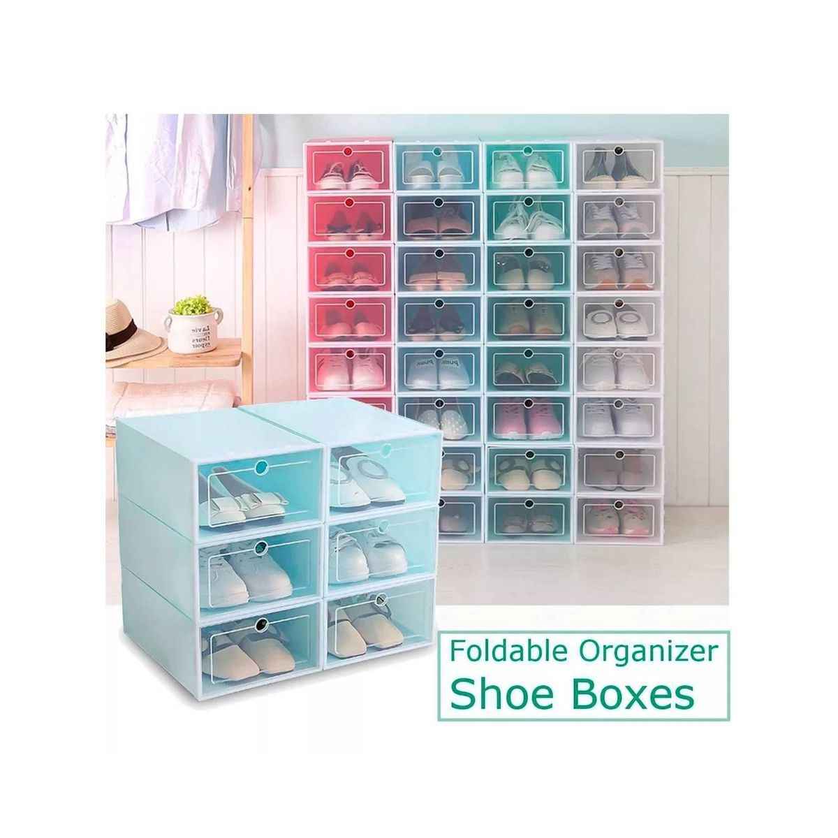 U BUY - Cajón Organizador De Zapatos Pack De 6 Unidades35*24*14cm  Azul