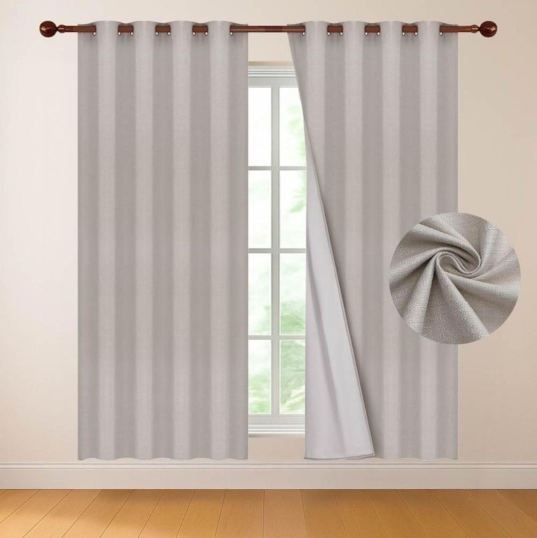 Cortina 100% Blackout Engomada Termica Set 2 140x220 - Beige