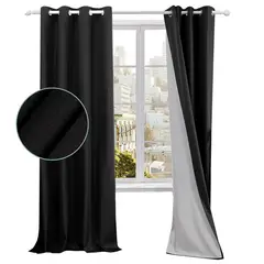 CASATUA - Cortina 100% Blackout Engomada Termica Set 2 140x220 - Negro