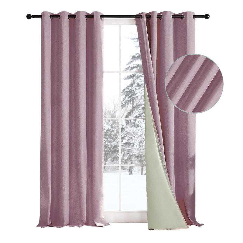 CASATUA - Cortina 100% Blackout Engomada Termica Set 2 140x220 - Rosa
