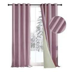 CASATUA - Cortina 100% Blackout Engomada Termica Set 2 140x220 - Rosa