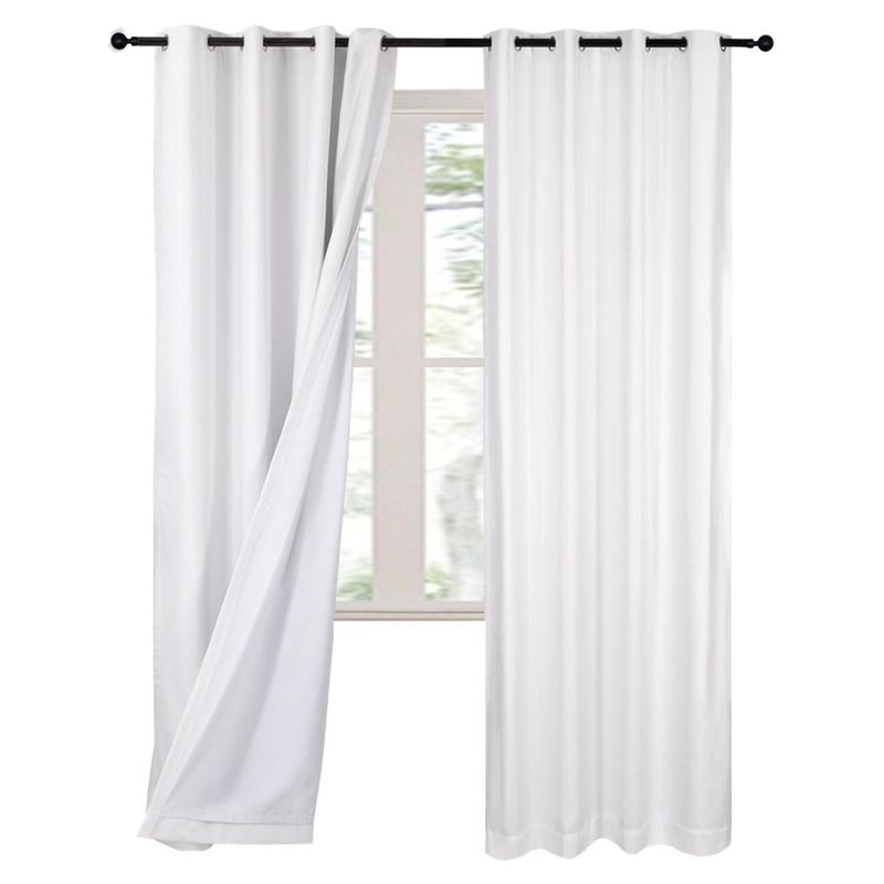 CASATUA - Cortina 100% Blackout Engomada Termica Set 2 140x220 - Blanco