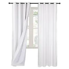 CASATUA - Cortina 100% Blackout Engomada Termica Set 2 140x220 - Blanco
