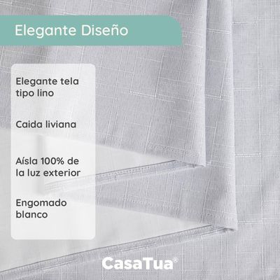Imagen 2 del producto Cortina 100% Blackout Engomada Termica Set 2 140x220 - Blanco