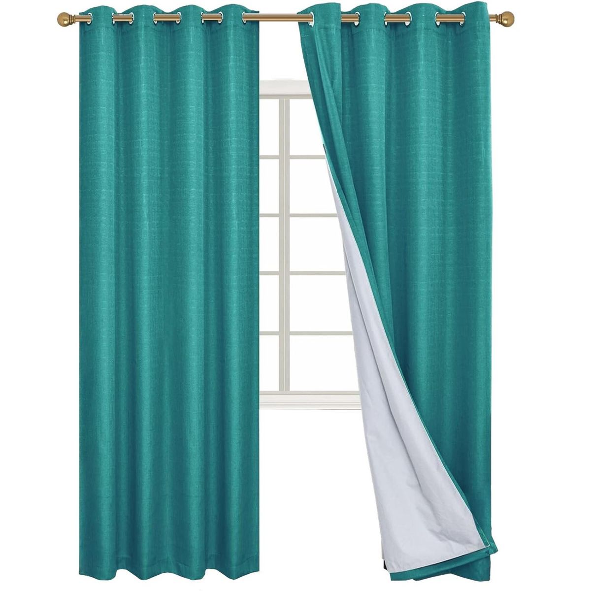 CASATUA - Cortina 100% Blackout Engomada Termica Set 2 140x220 - Turquesa