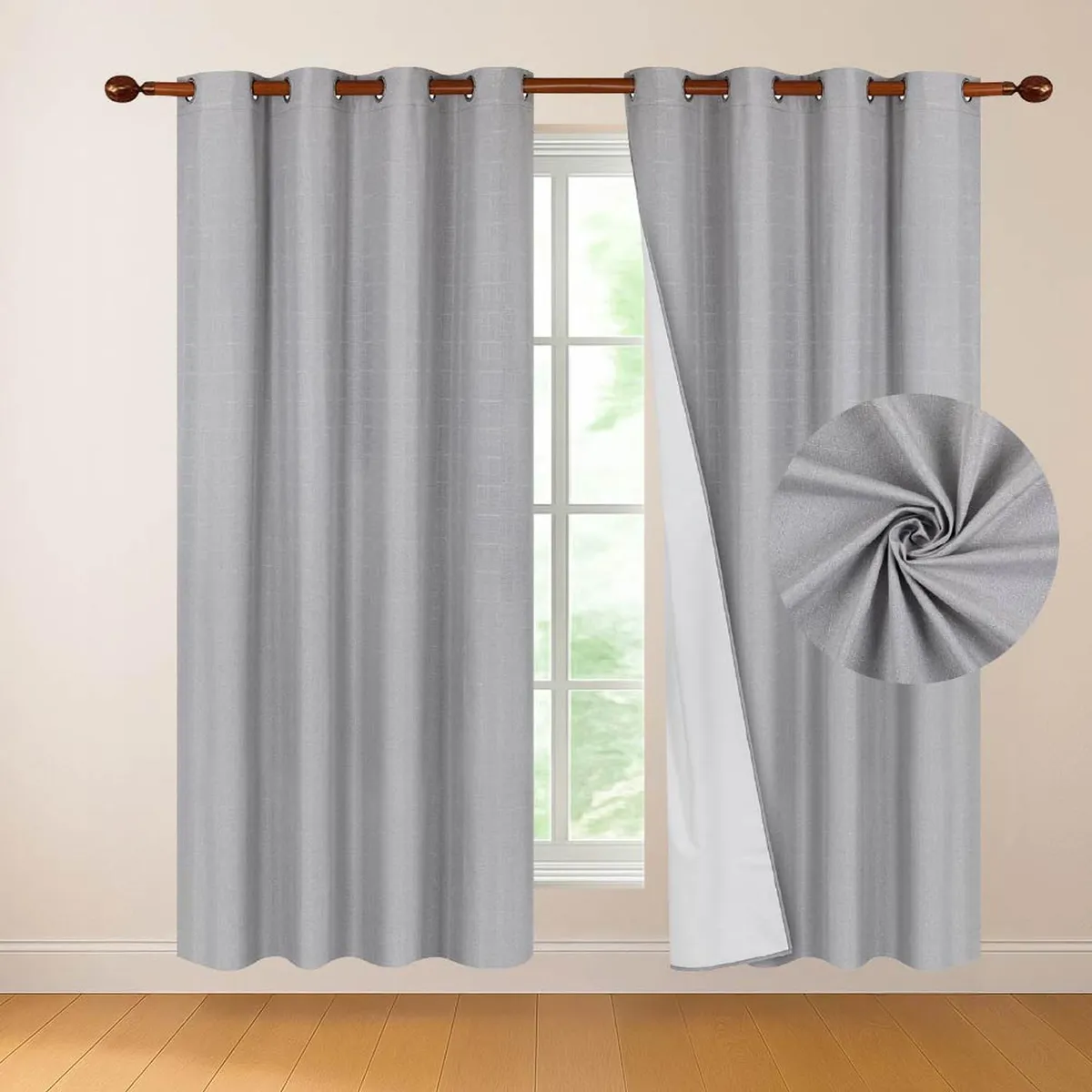 CASATUA - Cortina 100% Blackout Engomada Termica Set 2 140x220 - Gris