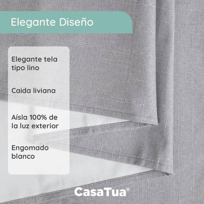 Imagen 2 del producto Cortina 100% Blackout Engomada Termica Set 2 140x220 - Gris