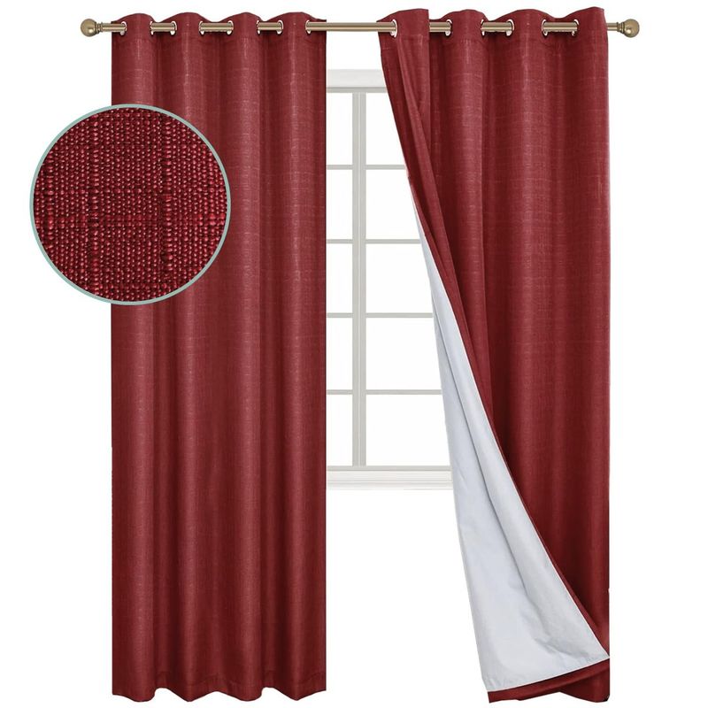 CASATUA - Cortina 100% Blackout Engomada Termica Set 2 140x220 - Rojo