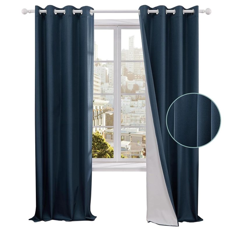 CASATUA - Cortina 100% Blackout Engomada Termica Set 2 140x220 - Azul marino