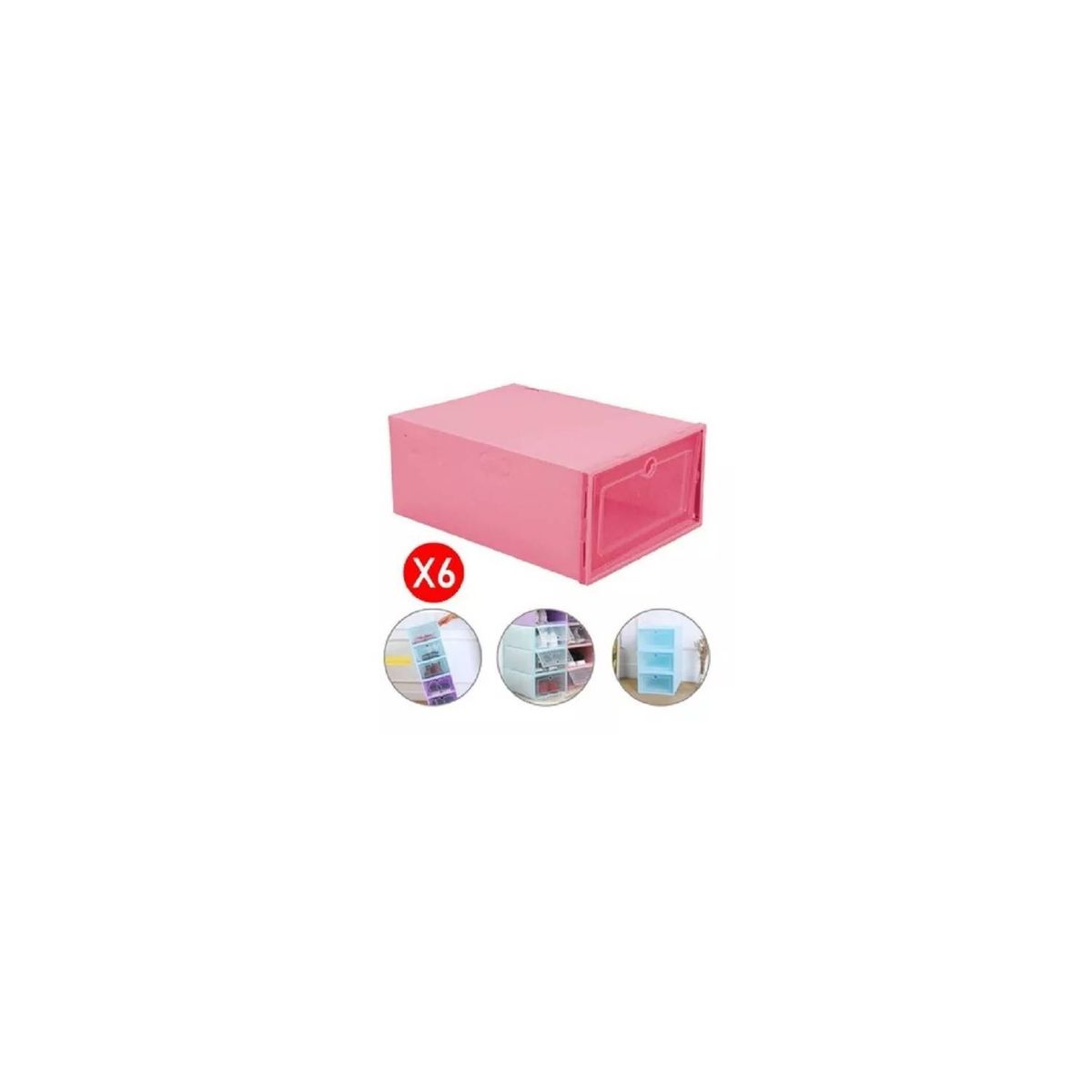 U BUY - Cajón Organizador De Zapatos Pack De 6 Unidades    Rosa