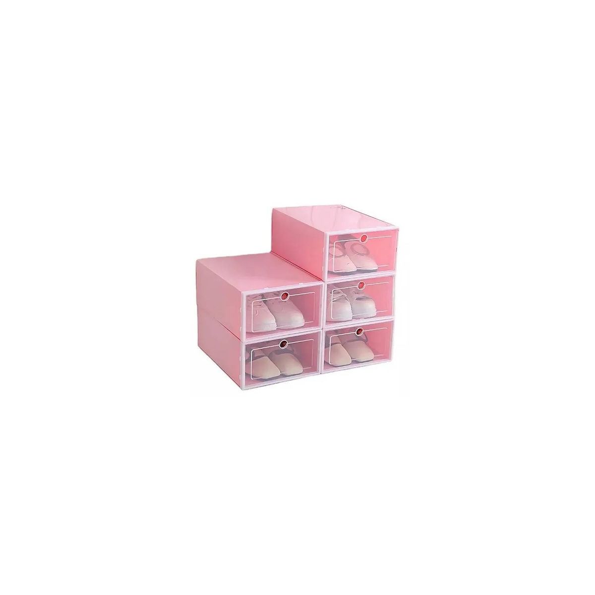 U BUY - Organizador de zapatos apilable 6 piezas   Rosa
