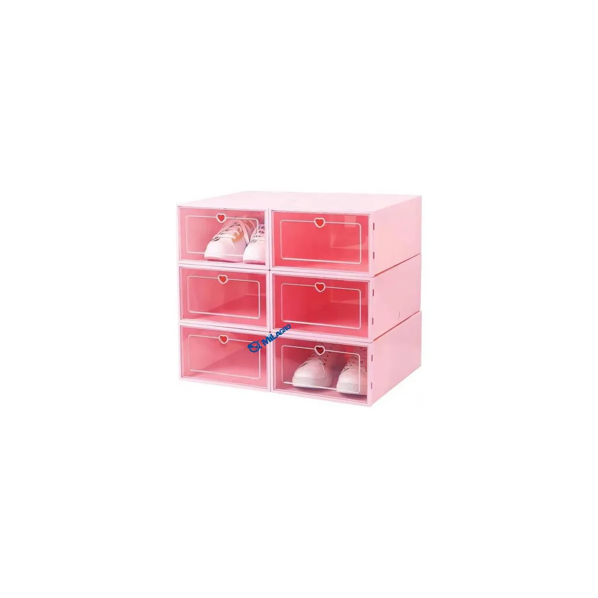 U BUY - Organizador de zapatos apilable 6 piezas   Rosa