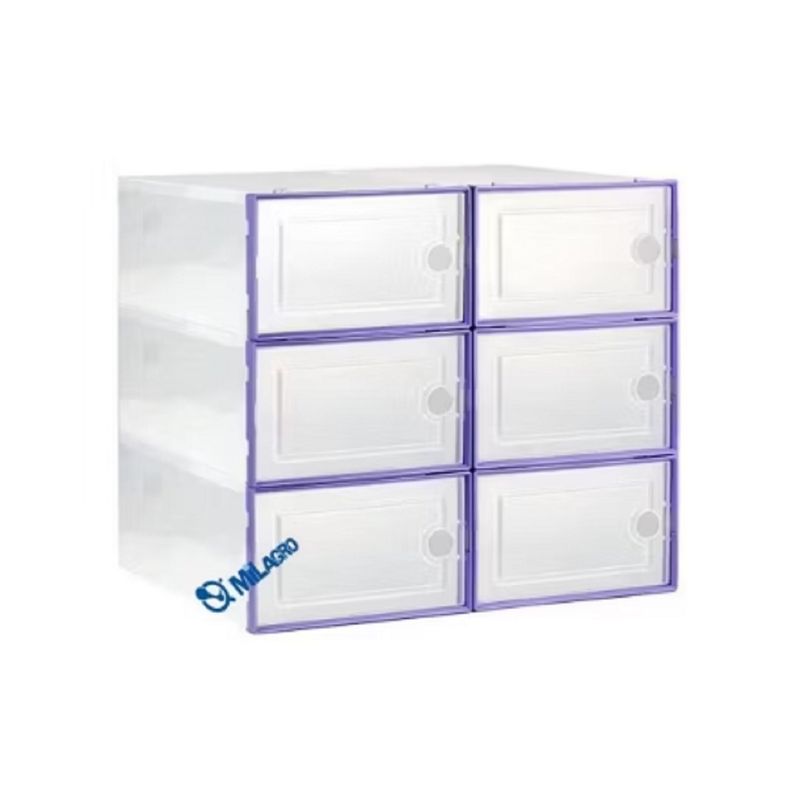 U BUY - Juego de 6 cajas de zapatos apilables y resistentes púrpura