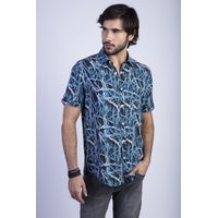 Camisa Estampada Bamboo Fj Azul