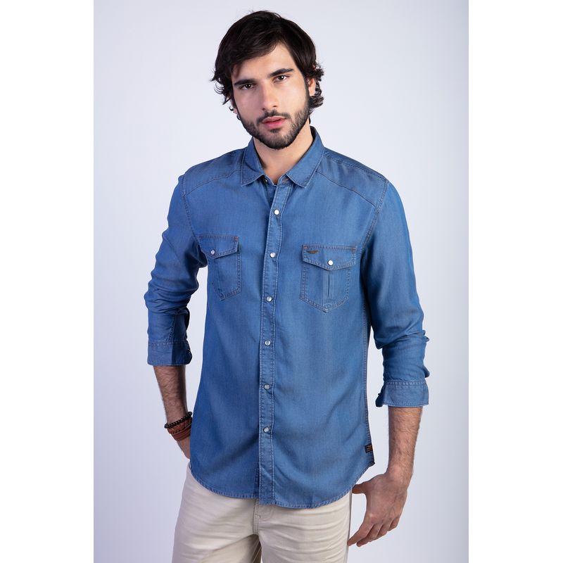 FEROUCH - Camisa Tencel Dallas Fj Azul Ferouch