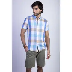 FEROUCH - Camisa Cuadro Color F Azul