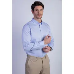 FEROUCH - Camisa Smart Casual Oxford Azul