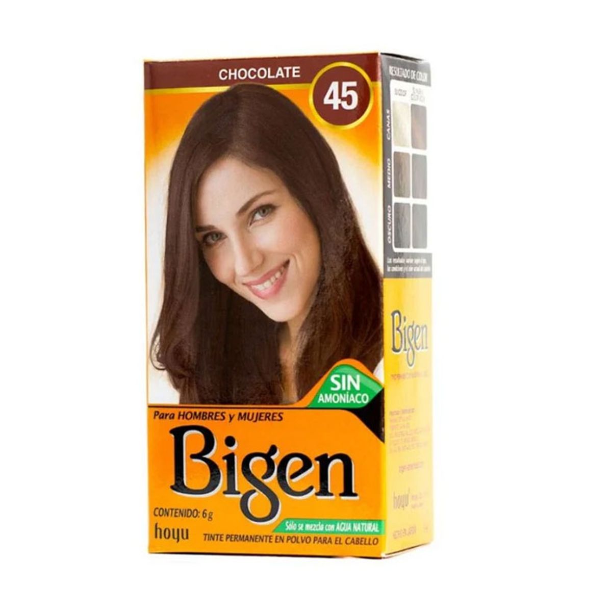 BIGEN - Tinte Permanente en Polvo Sin Amoníaco Chocolate 45 Bigen 6gr.