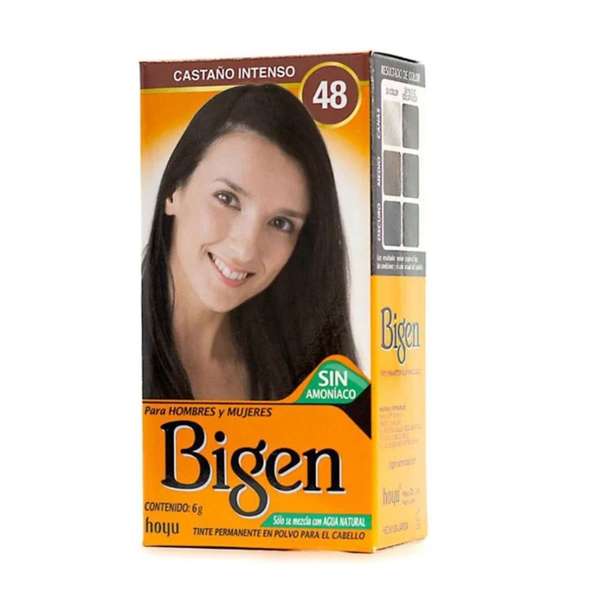 BIGEN - Tinte Permanente en Polvo Sin Amoníaco Castaño Intenso 48 Bigen 6gr.