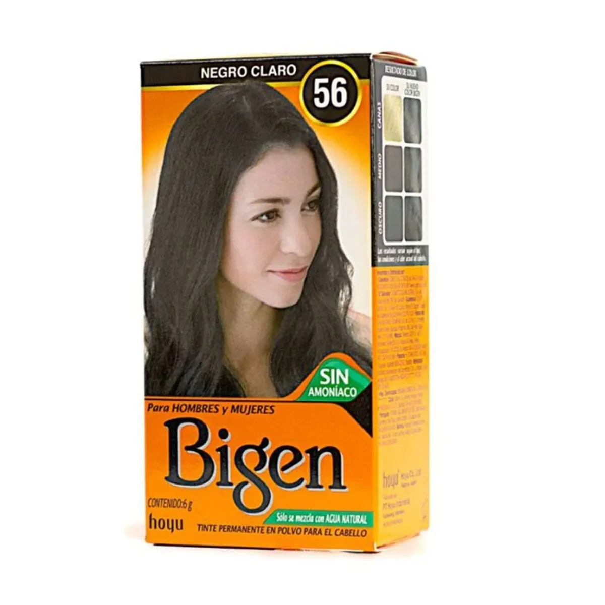 BIGEN - Tinte Permanente en Polvo Sin Amoníaco Negro Claro 56 Bigen 6gr.