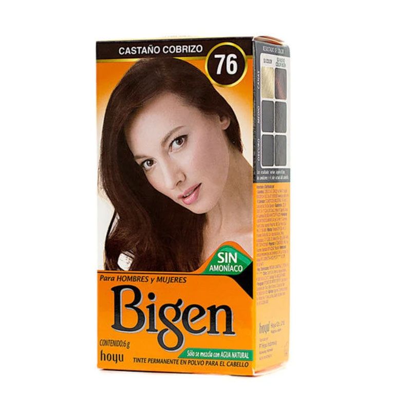 BIGEN - Tinte Permanente en Polvo Sin Amoníaco Castaño Cobrizo 76 Bigen 6gr.