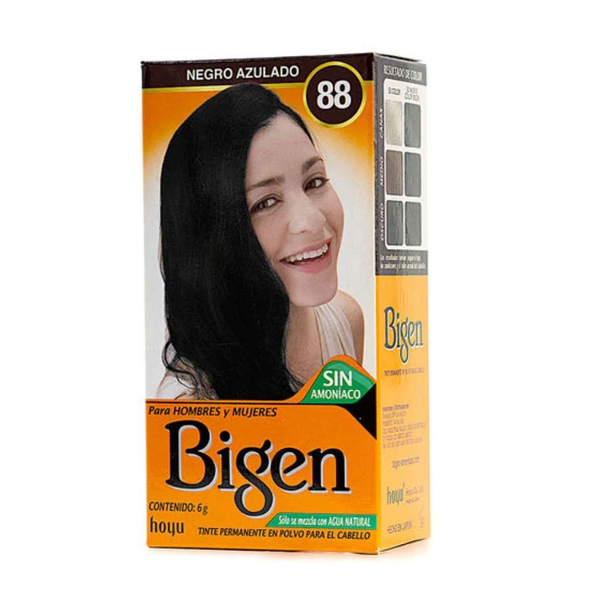 BIGEN - Tinte Permanente en Polvo Sin Amoníaco Negro Azulado 88 Bigen 6gr.