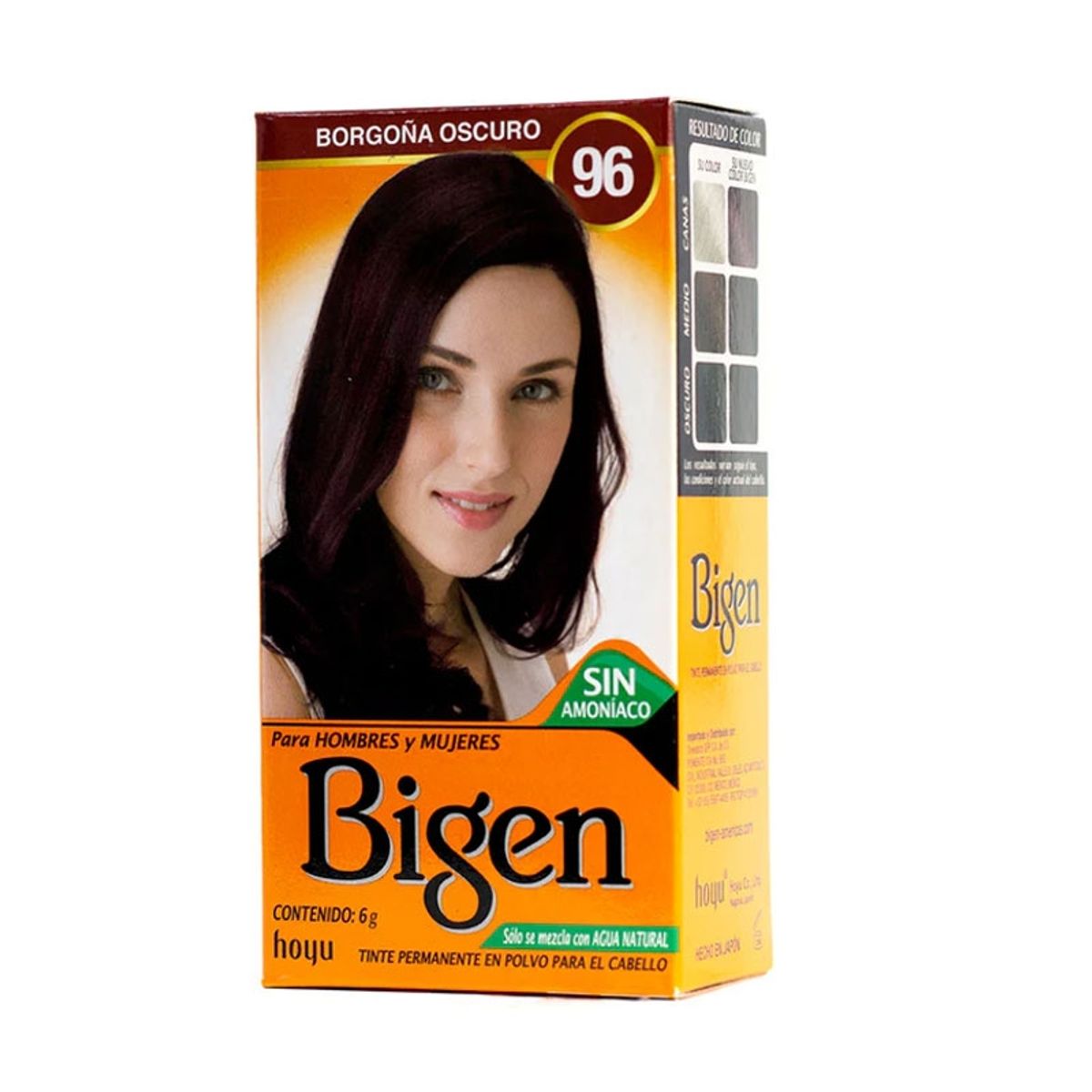 BIGEN - Tinte Permanente en Polvo Sin Amoníaco Borgoña Oscuro 96 Bigen 6gr.