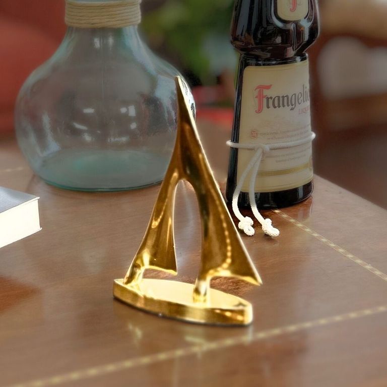 Velero Dorado Metalico 20,8 Cm Decoracion
