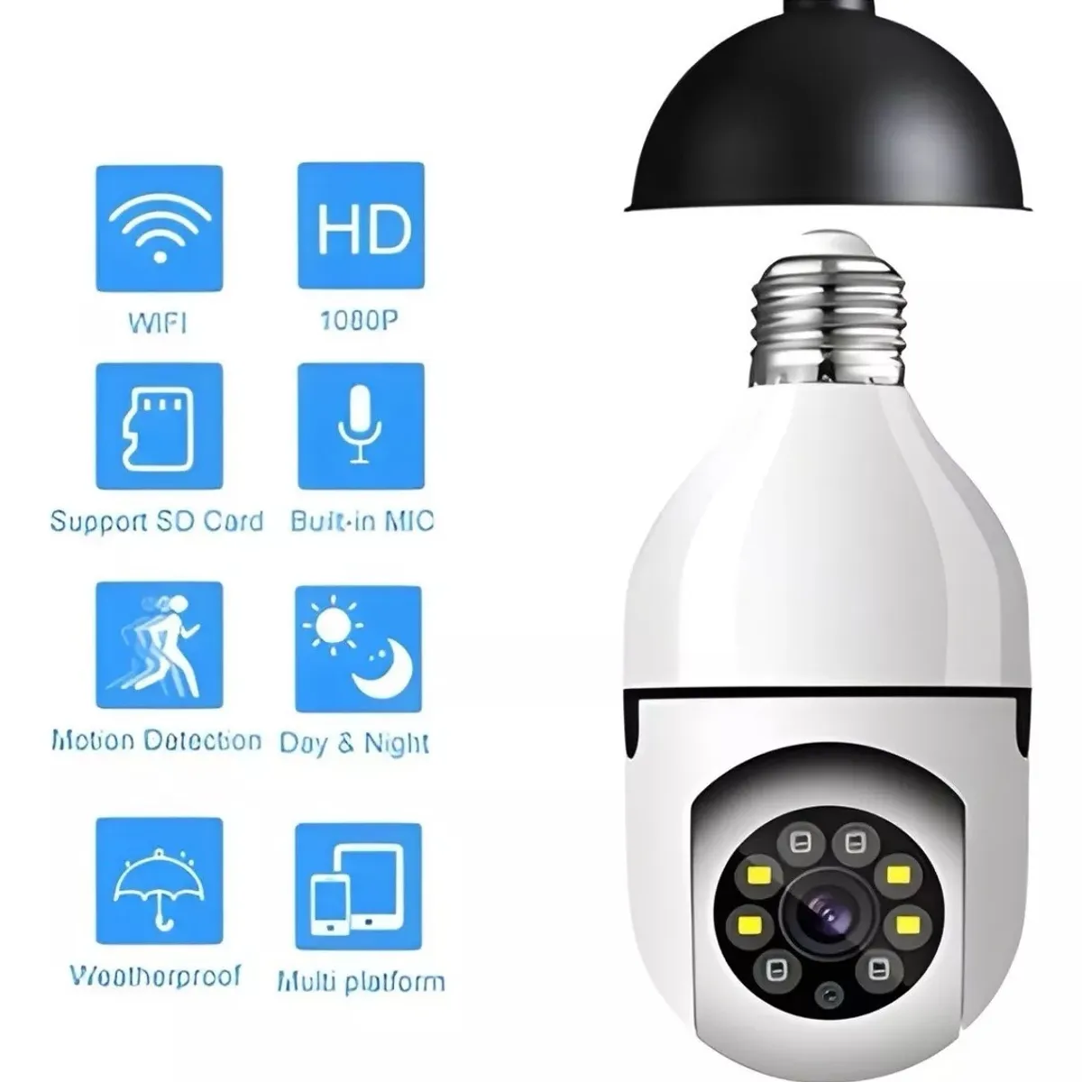GENERICO - Cámara Ampolleta Vigilancia 360° HD Wifi Led App Yoosee