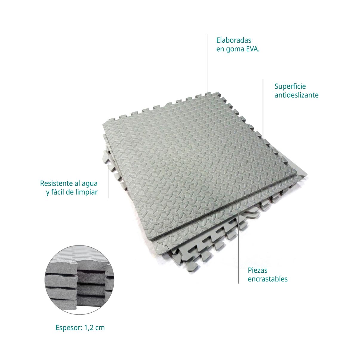 BODYTRAINER - Set Piso de Goma Bodytrainer 4 Planchas de Goma Encastrables