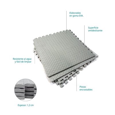 Imagen 2 del producto Set Piso de Goma 4 Planchas de Goma Encastrables