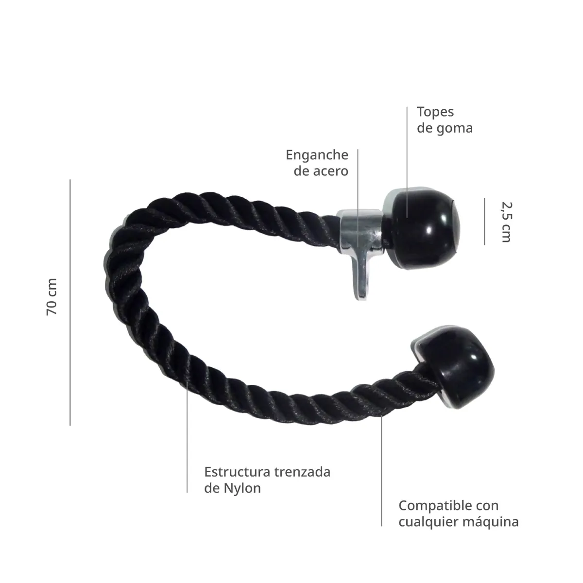 BODYTRAINER - Cuerda Bodytrainer para Triceps Biceps Polea Doble Agarre