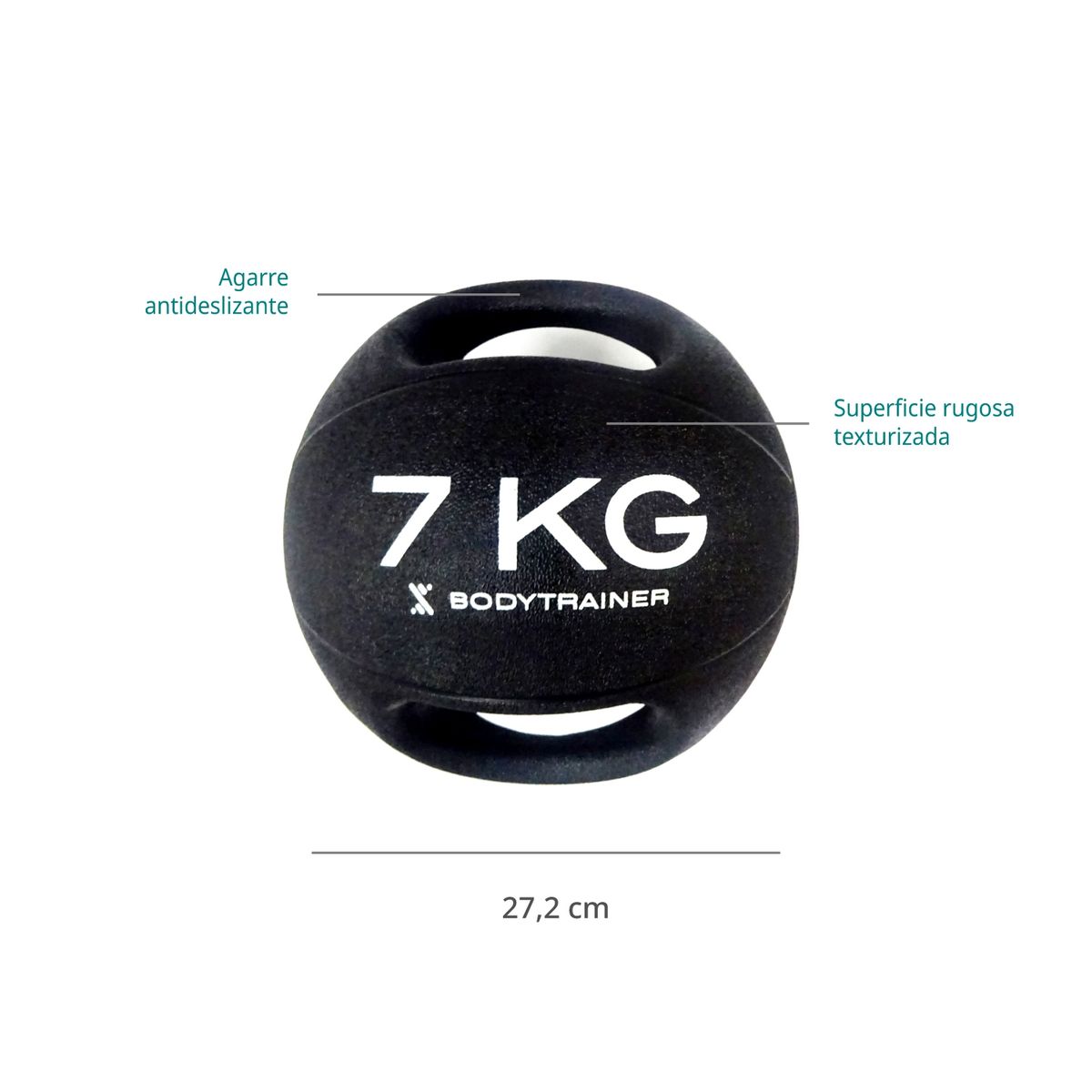 BODYTRAINER - Balón Medicinal 7 Kg Bodytrainer Slam Ball Caucho Con Agarre