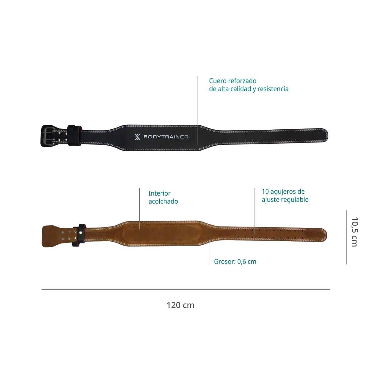 BODYTRAINER - Cinturón Cuero Bodytrainer para Levantamiento de Pesas