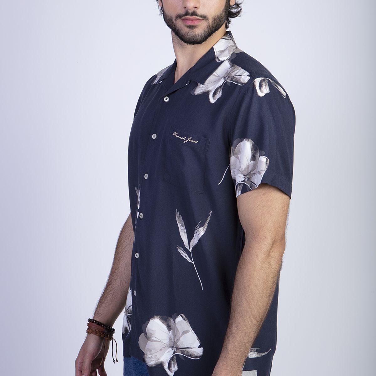 FEROUCH - Camisa Estampada Flores Fj Negro Ferouch