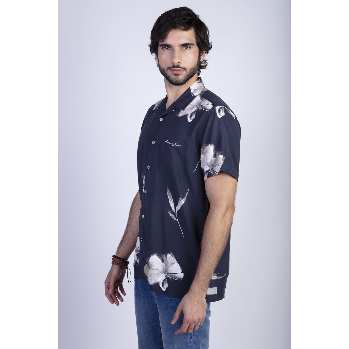 FEROUCH - Camisa Estampada Flores Fj Negro Ferouch