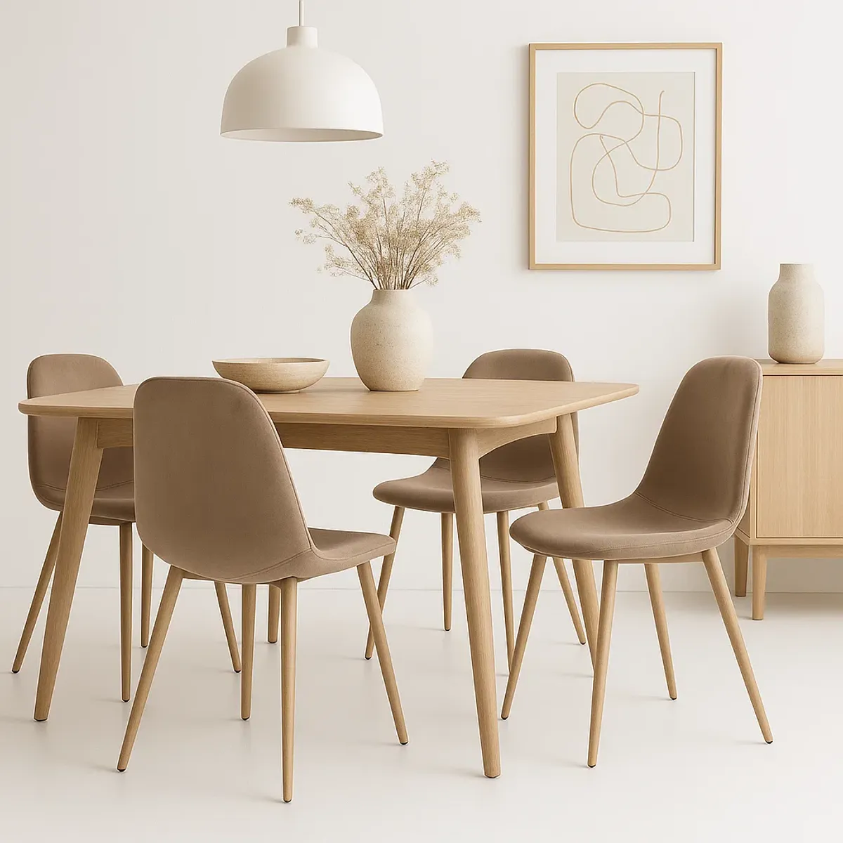 KLIK - Pack de 4 Sillas Spoon Terciopelo - Beige KLIK