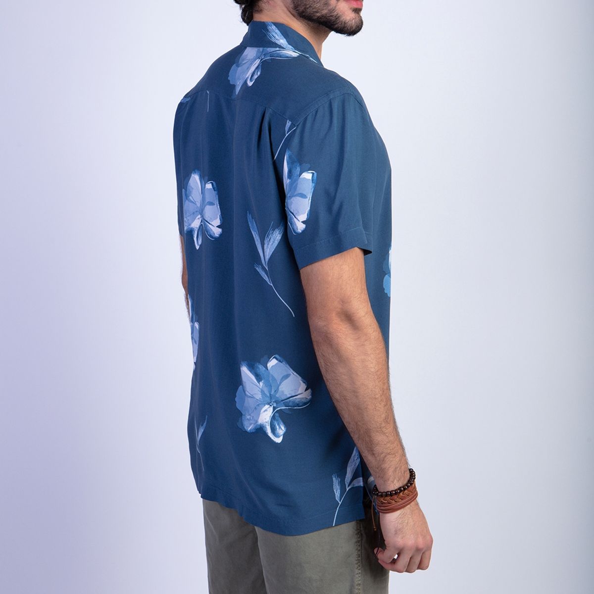 FEROUCH - Camisa Estampada Flores Fj Azul Ferouch