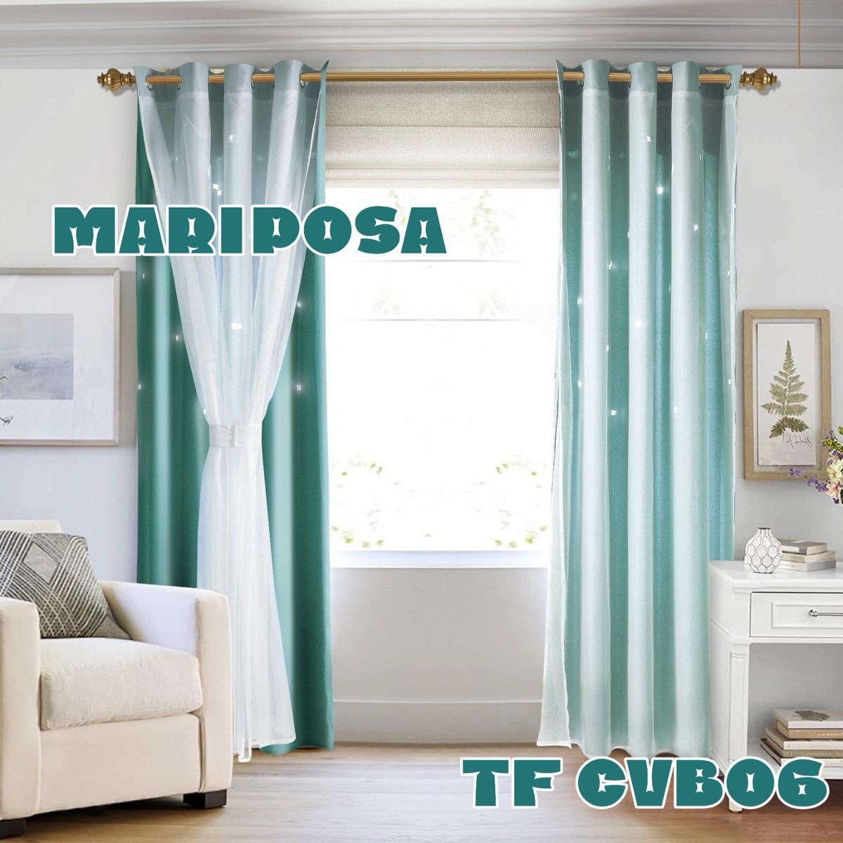 GENERICO - Set cortinas  + Visillos 140×230 Cm mariposa 4 PZAS