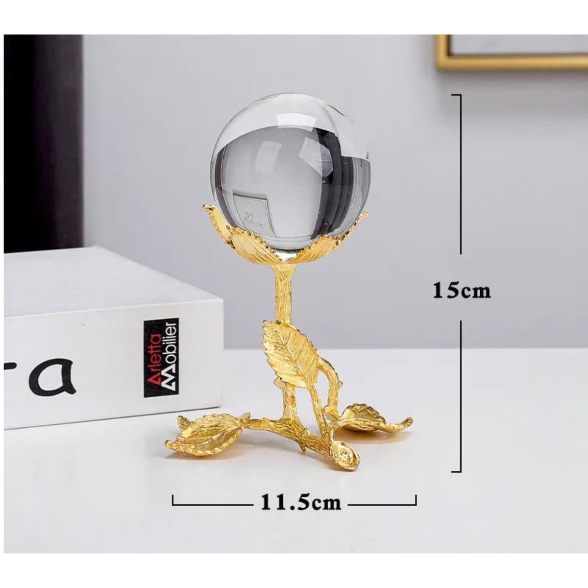 BOHEMIK - Bola de vidrio en base de tallo de rosas estilo nórdico