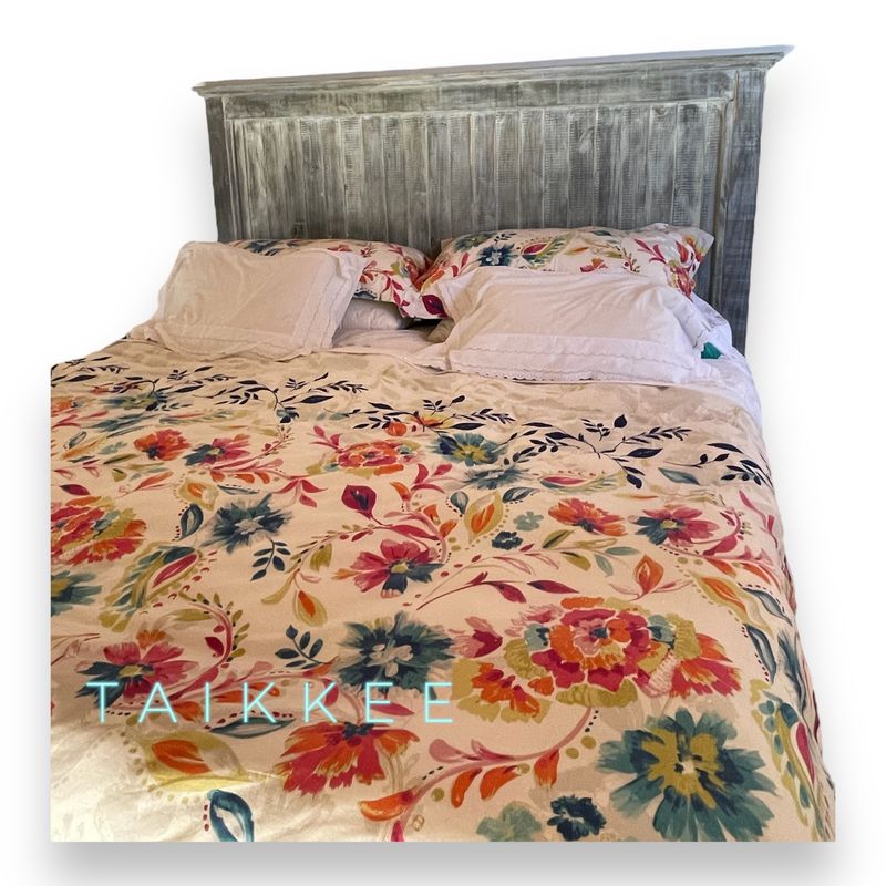 TAIKKEE - RESPALDO DE CAMA TAMAÑO FULL GRIS PIEDRA DEC.