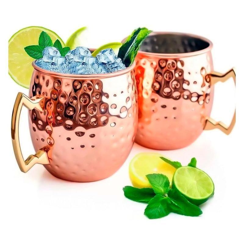 GENERICO - Pack 2 Mugs De Cobre Vasos Tragos Moscow Mule Mojito Bar